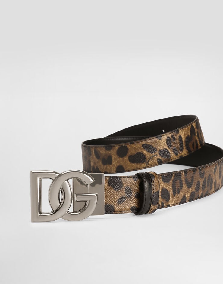 Dolce & Gabbana Reversible leopard-print calfskin belt Animal Print BC4685AQ926
