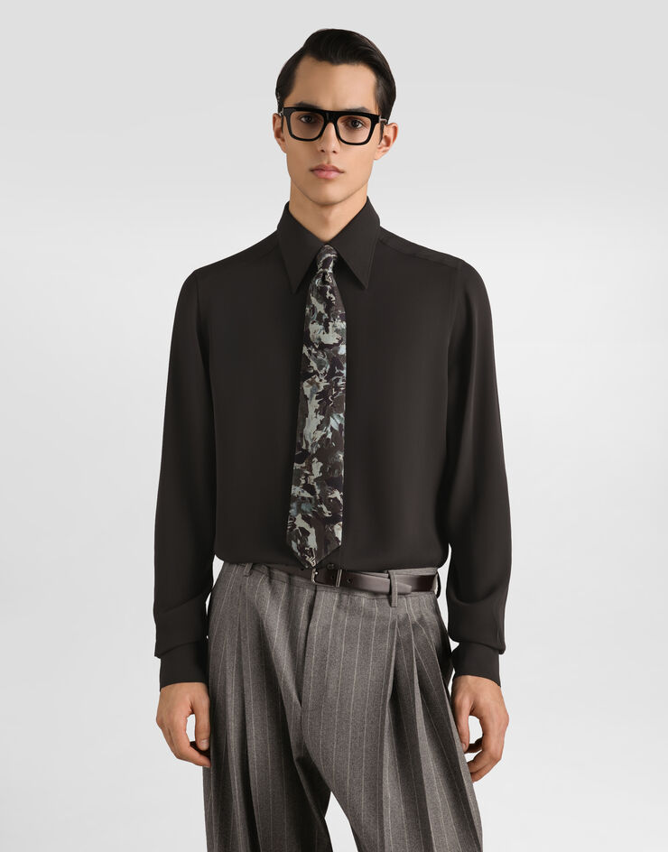 Dolce & Gabbana Crêpe de chine gold shirt Dolce & Gabbana Crêpe de chine gold shirt G5NP9TFU1U7