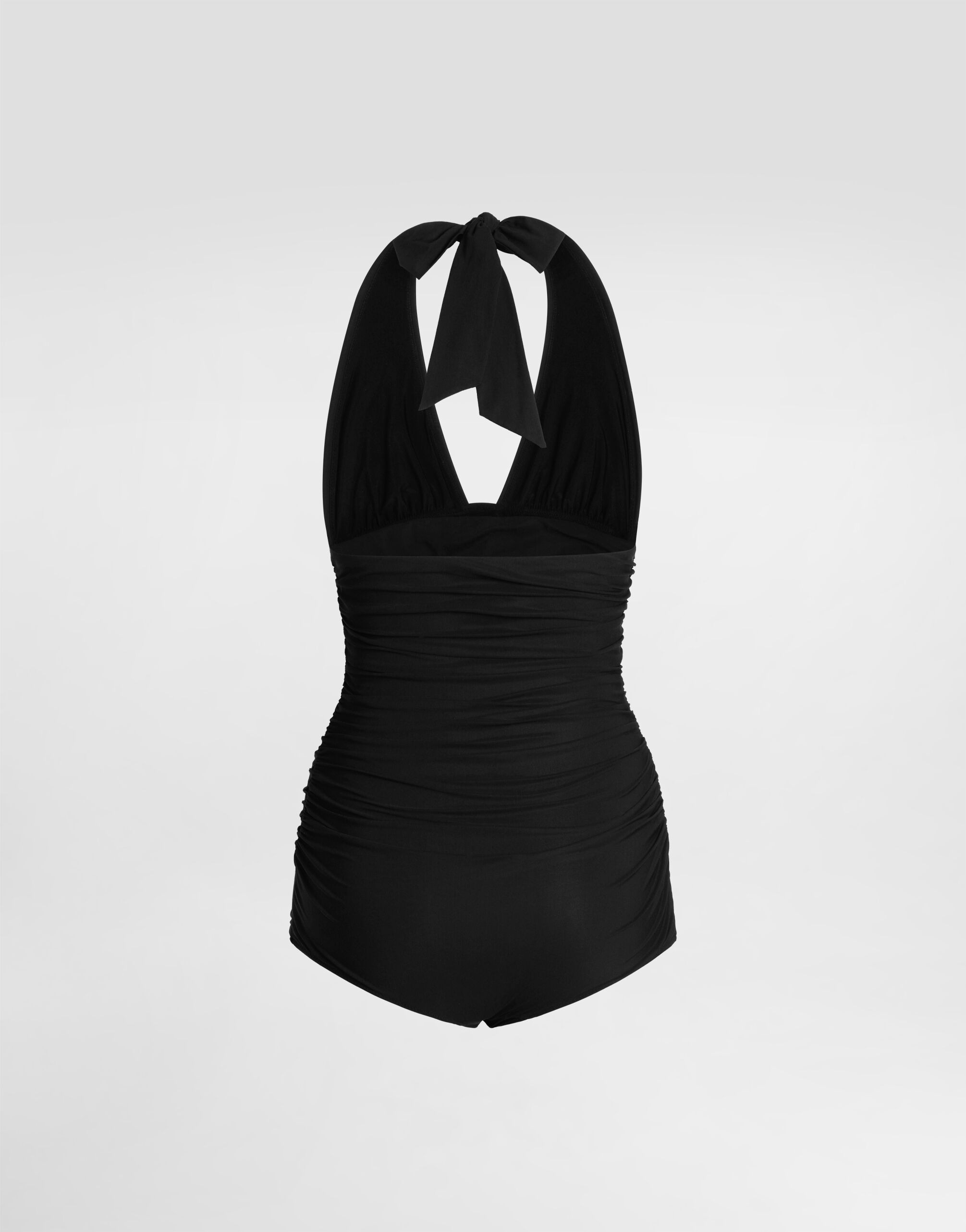 One-piece swimsuit with plunging neckline in Black for Women