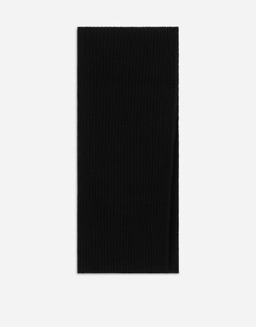 Dolce & Gabbana Gerippter Schal aus Kaschmir DG-Logo Schwarz GXS99ZJAWYA
