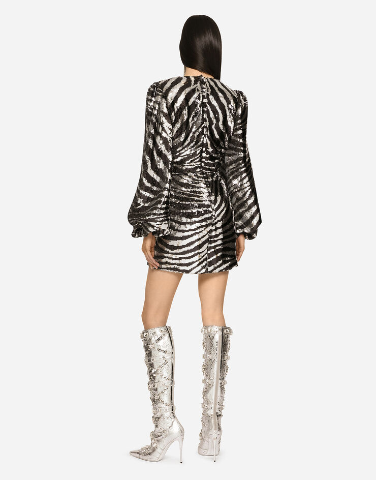 Dolce & Gabbana Short sequined wrap dress Multicolor F6AFQTFLSGI