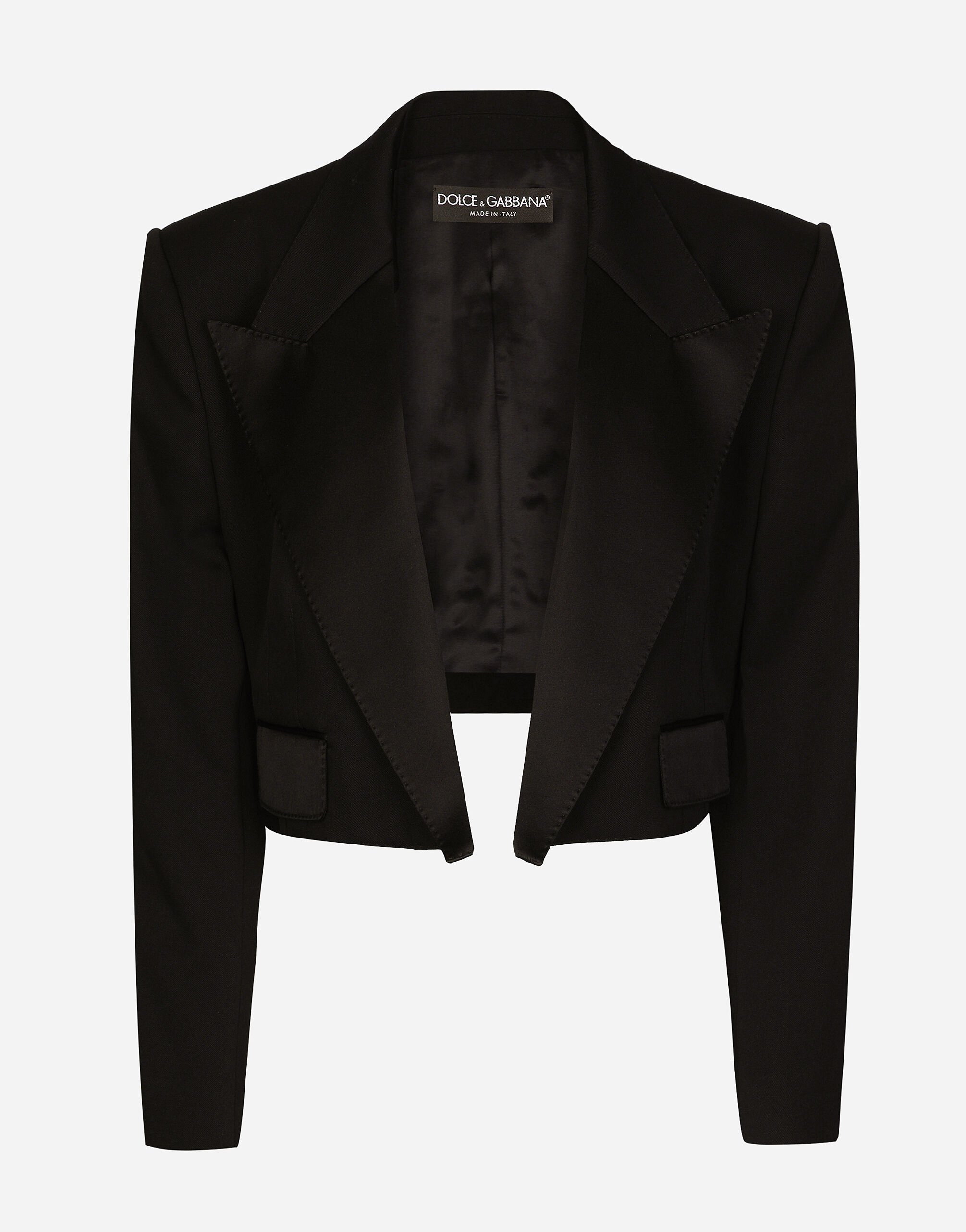 Dolce&Gabbana Wool gabardine Spencer tuxedo jacket Black F6DDXTGDB0R