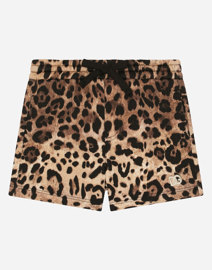 Dolce & Gabbana Jogging-Bermudas aus Jersey Leoprint mit DG-Logostickerei Animal-Print L1JQN3G7G0D