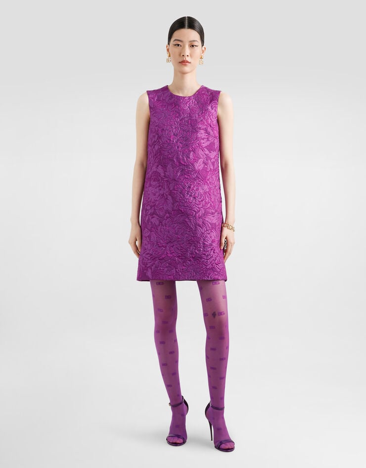 Dolce & Gabbana Brokatkleid mit Pfingstrosenmotiv Violett F6AMRTHJMQO