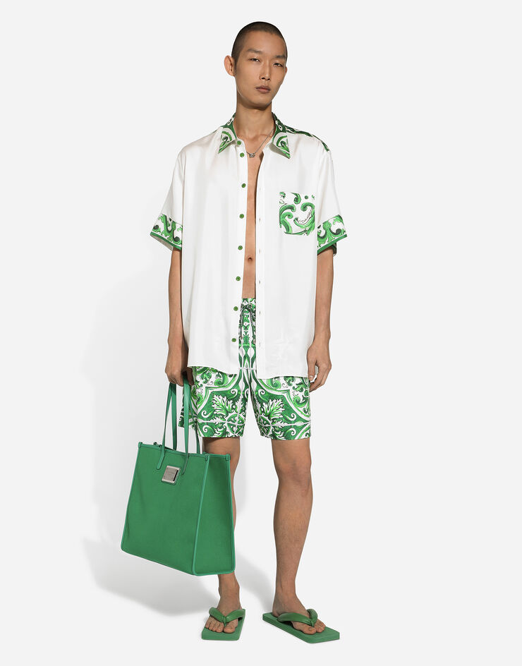 Dolce & Gabbana Boxer de bain mi-long à imprimé majoliques Imprimé M4A13TFIM4R