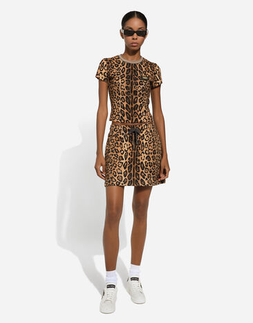 Dolce & Gabbana Leopard-print Crespo fleece miniskirt Print I4M36WHS7OE