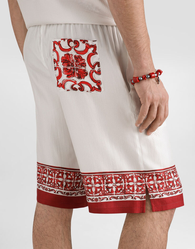 Dolce & Gabbana Majolica-print jacquard twill vanity bermuda Multicolor GV37ATHI135