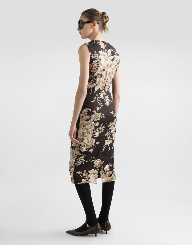 Dolce & Gabbana 玫瑰印花素绉缎连衣裙 版画 F6GASTFSA7Y