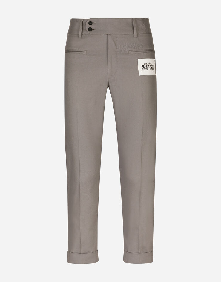 Dolce&Gabbana Stretch drill pants with Re-Edition label Grey GV6TETFUFGD