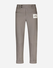 Dolce & Gabbana Stretch drill pants with Re-Edition label Grey G9NL5DG8KR7