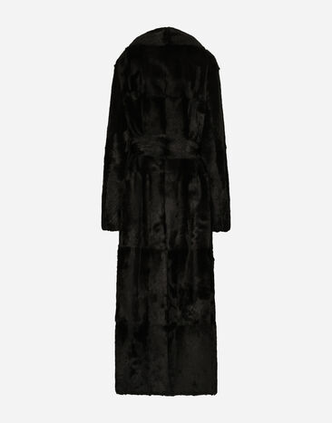 Dolce&Gabbana Cappotto in pelle di capra con cintura Nero F0G1HFFUP9E