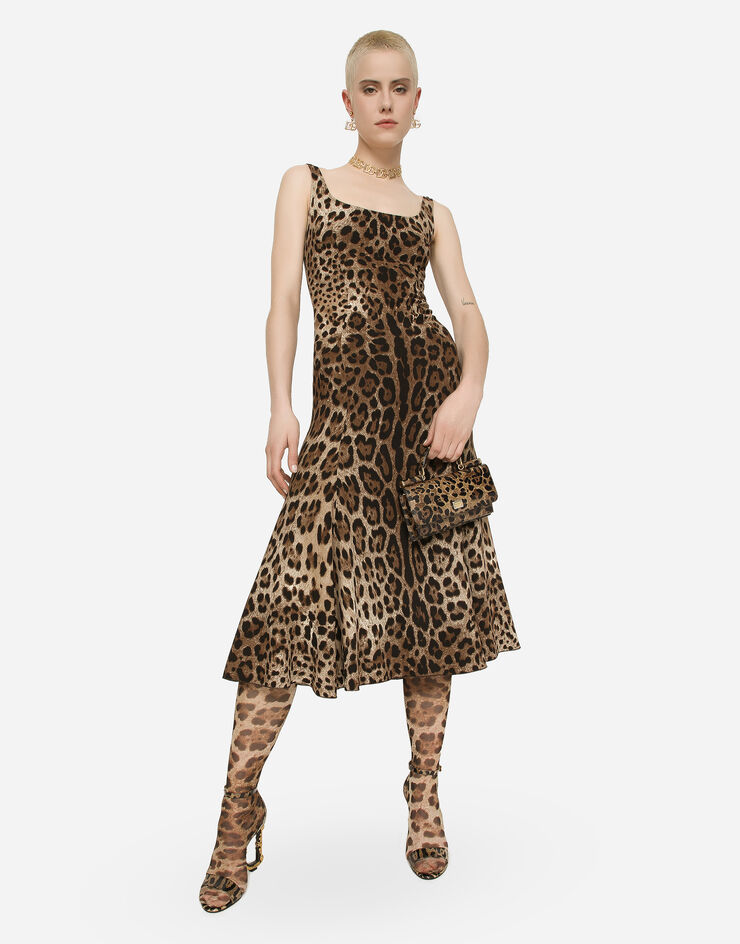 Dolce&Gabbana Leopard-print calf-length cady dress Animal Print F6CPUTFSRKI