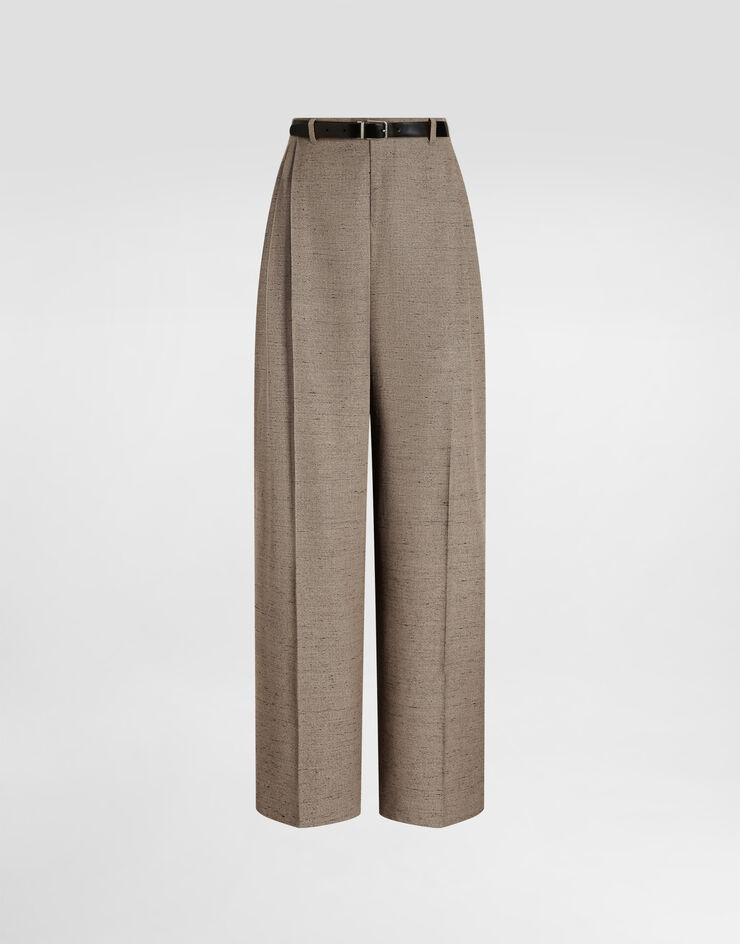 Dolce & Gabbana Tweed-effect linen and viscose trousers Multicolor FTDMITHUMWC