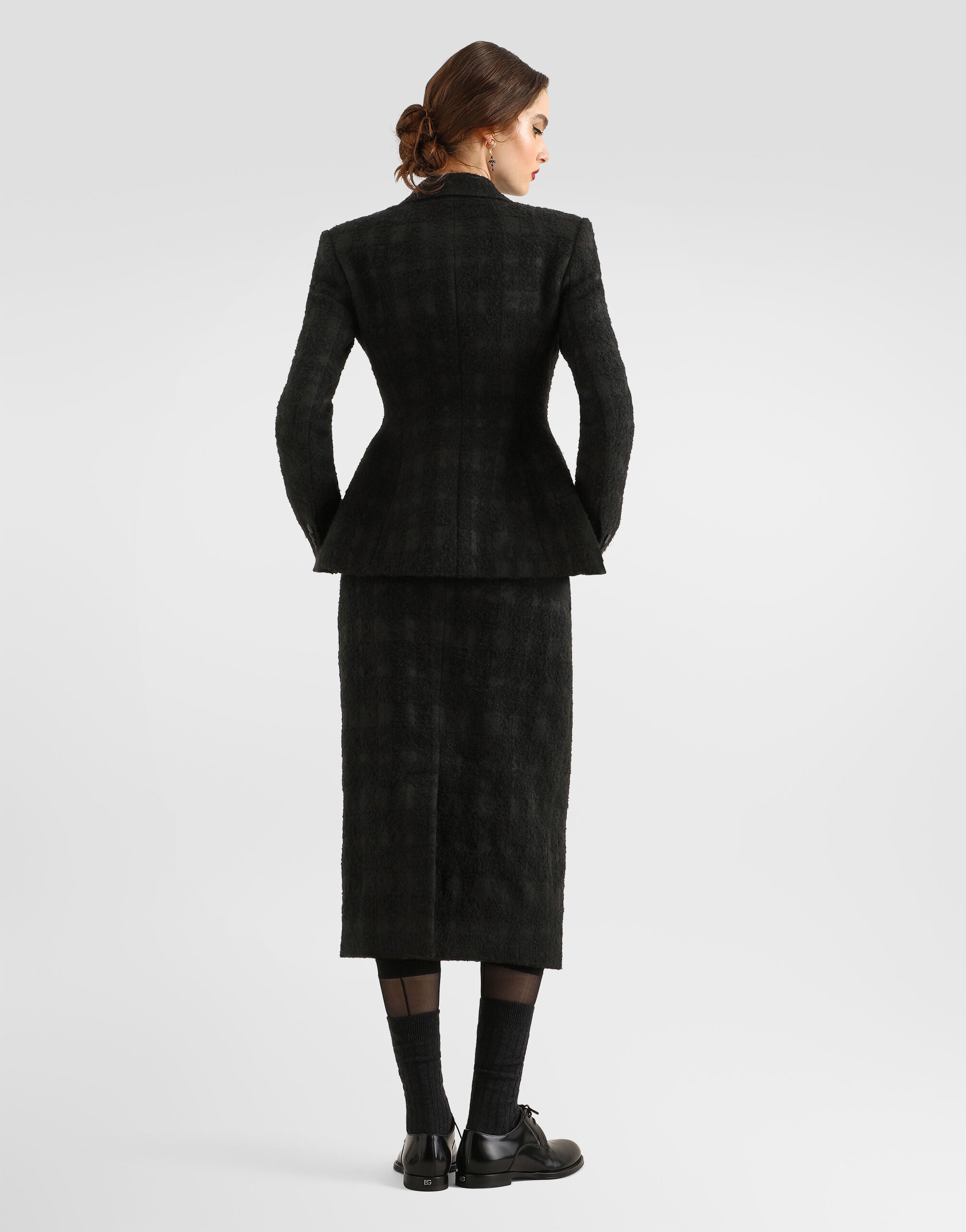 新品　DOLCE&GABBANAドルガバ ロゴ　ペンシル　フレア　スカート ブラックのウィメンズ Wool-blend check bouclé skirt | Dolce&Gabbana®