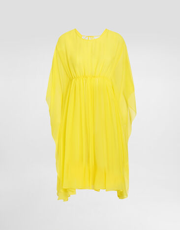 Dolce & Gabbana Caftán corto de chifón de seda con cordón ajustable Amarillo F6TLXTFU1AT