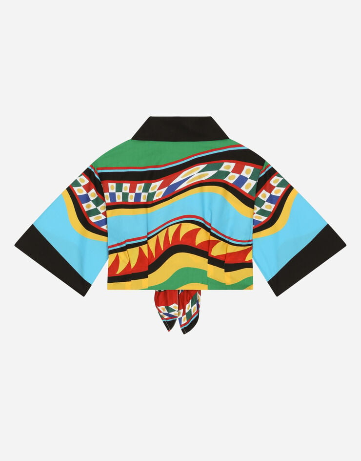 DolceGabbanaSpa Short-sleeved poplin shirt with Carretto print Multicolor L55S69G7J8Y