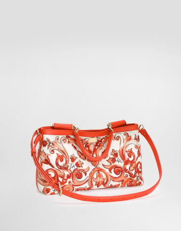 Dolce & Gabbana Medium Vittoria handbag with majolica embroidery Orange BB7896A0623