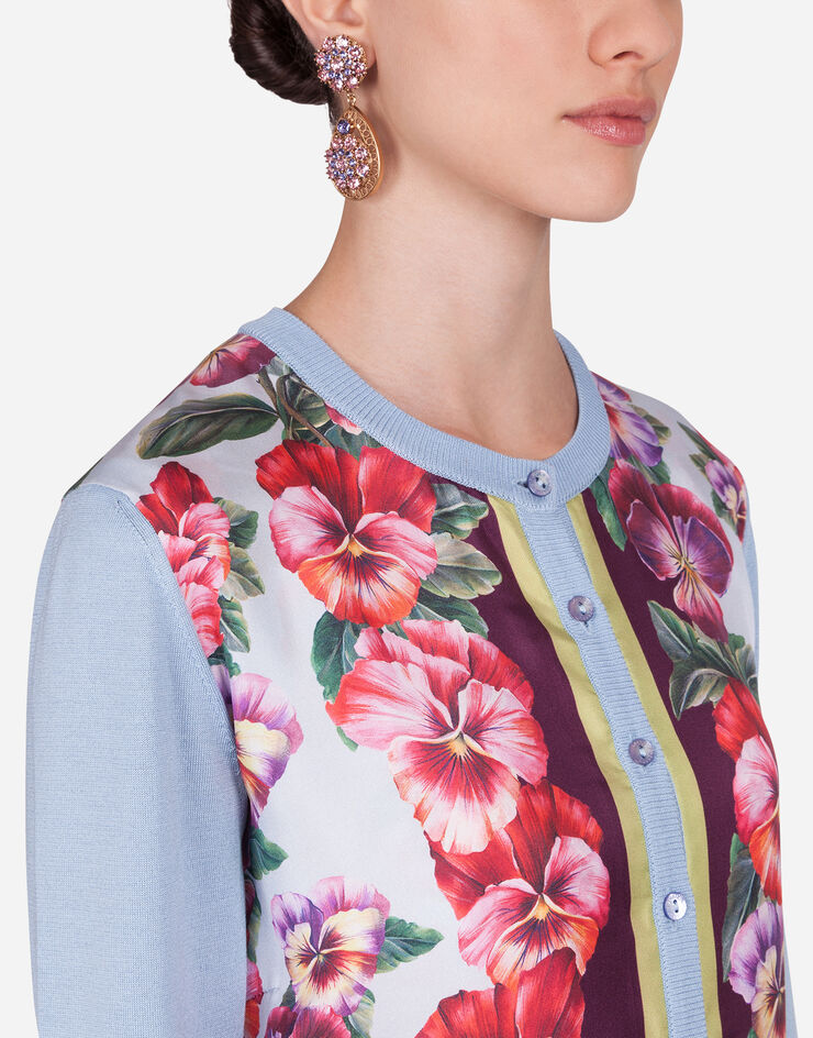 Dolce & Gabbana VIOLET-PRINT TWILL AND SILK CARDIGAN ESTAMPADO DE FLORES FX619TJASKL
