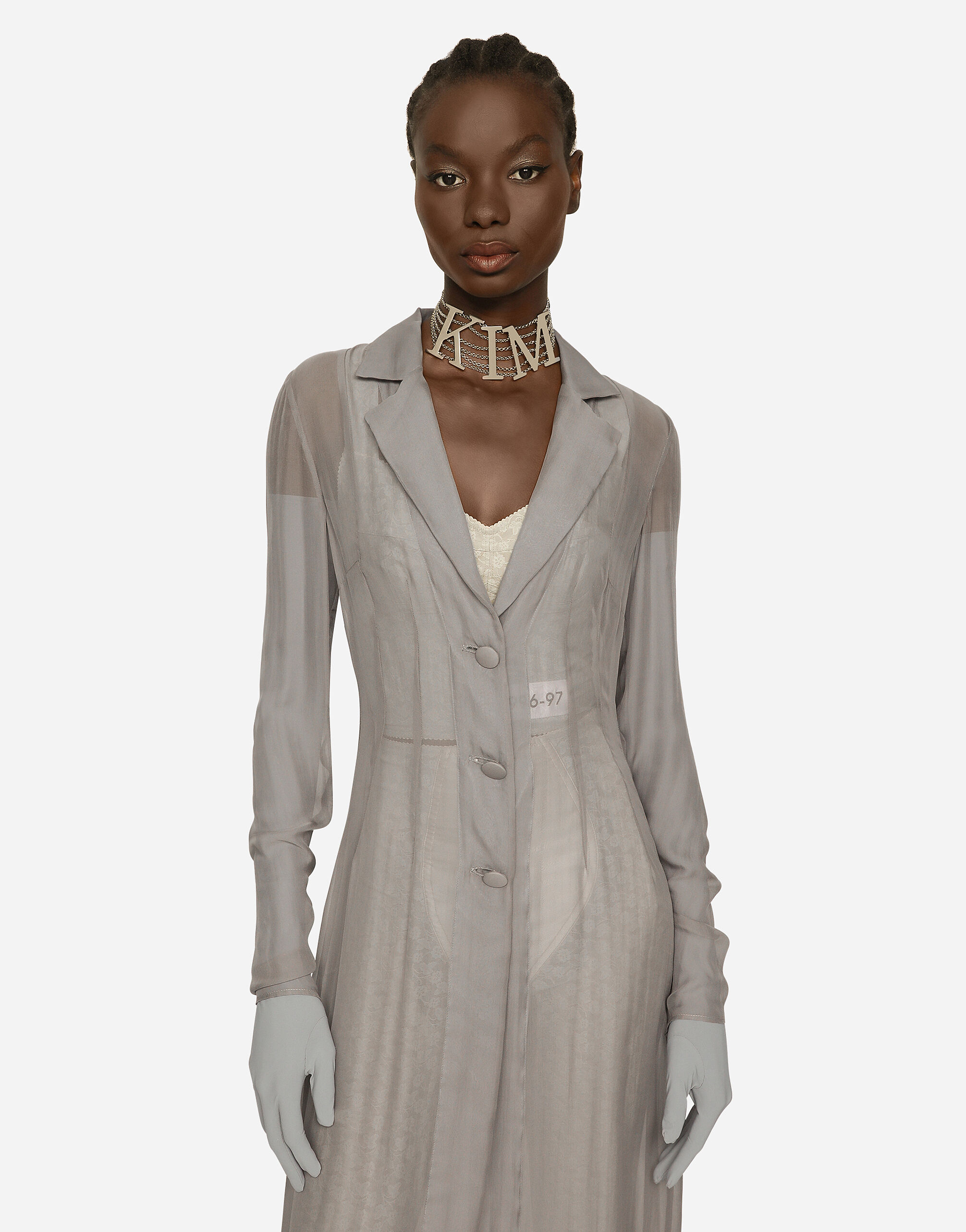 KIM DOLCE GABBANA Silk georgette duster coat en Gris de Mujer Dolce Gabbana