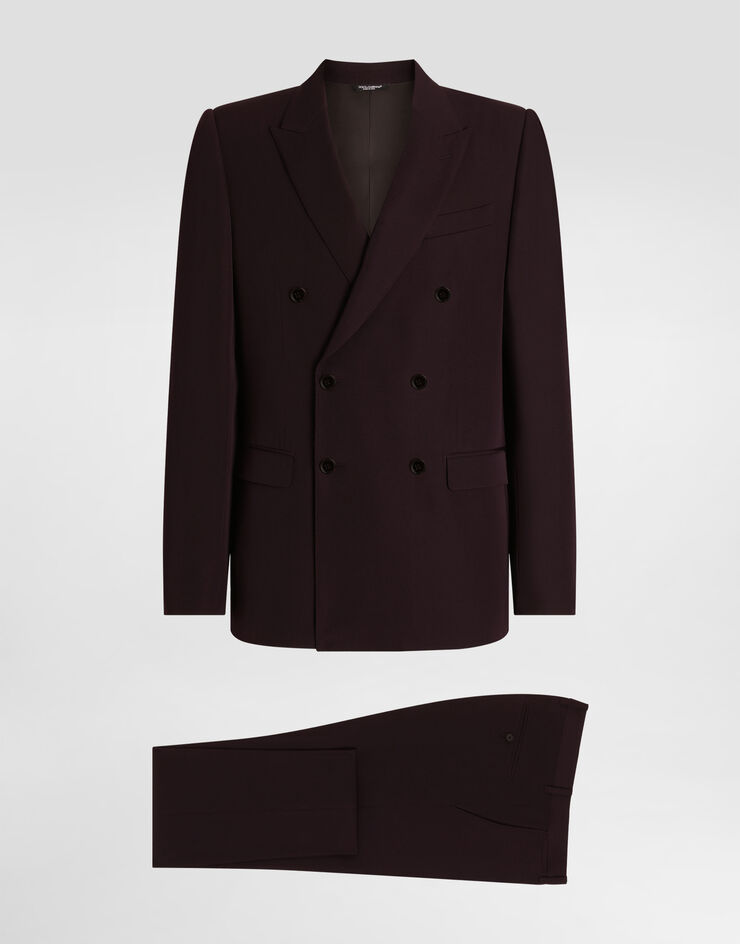 Dolce & Gabbana Traje de botonadura doble en gabardina de lana Multicolor GK7SMTFU2OW