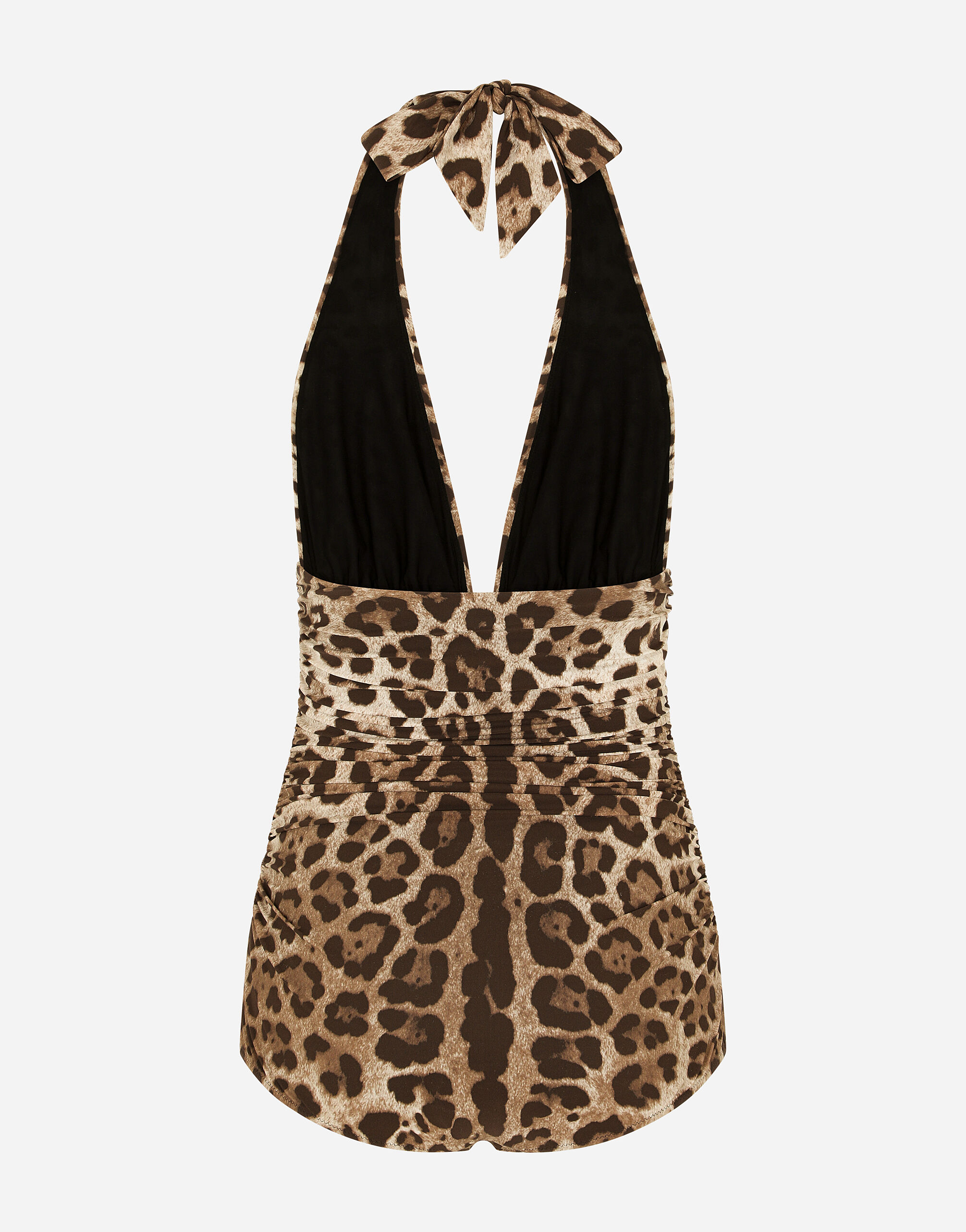 Leopard print one piece swimsuit with plunging neckline in ANIMAL