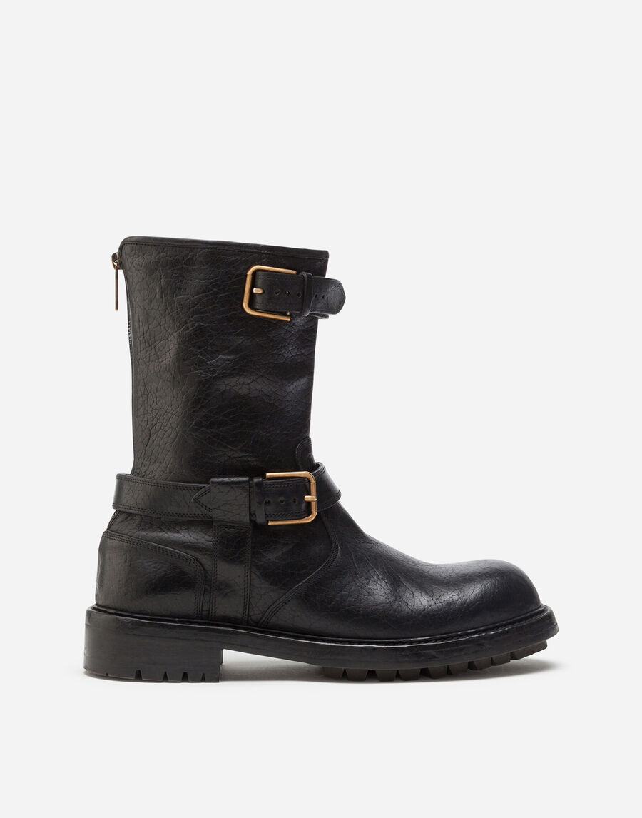 Horsehide biker boots