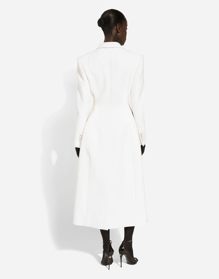 Dolce&Gabbana Long double-breasted wool cady coat Weiss F0W0ITHUMTB