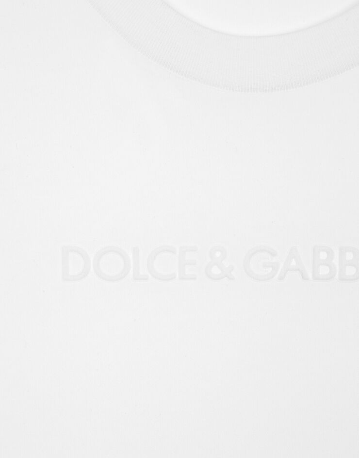 Dolce & Gabbana Jersey T-shirt with flocked Dolce&Gabbana detail White F8T00TGDCBQ