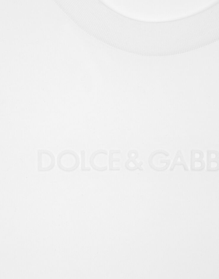 Dolce & Gabbana T-shirt en jersey avec Dolce&Gabbana floqué Blanc F8T00TGDCBQ