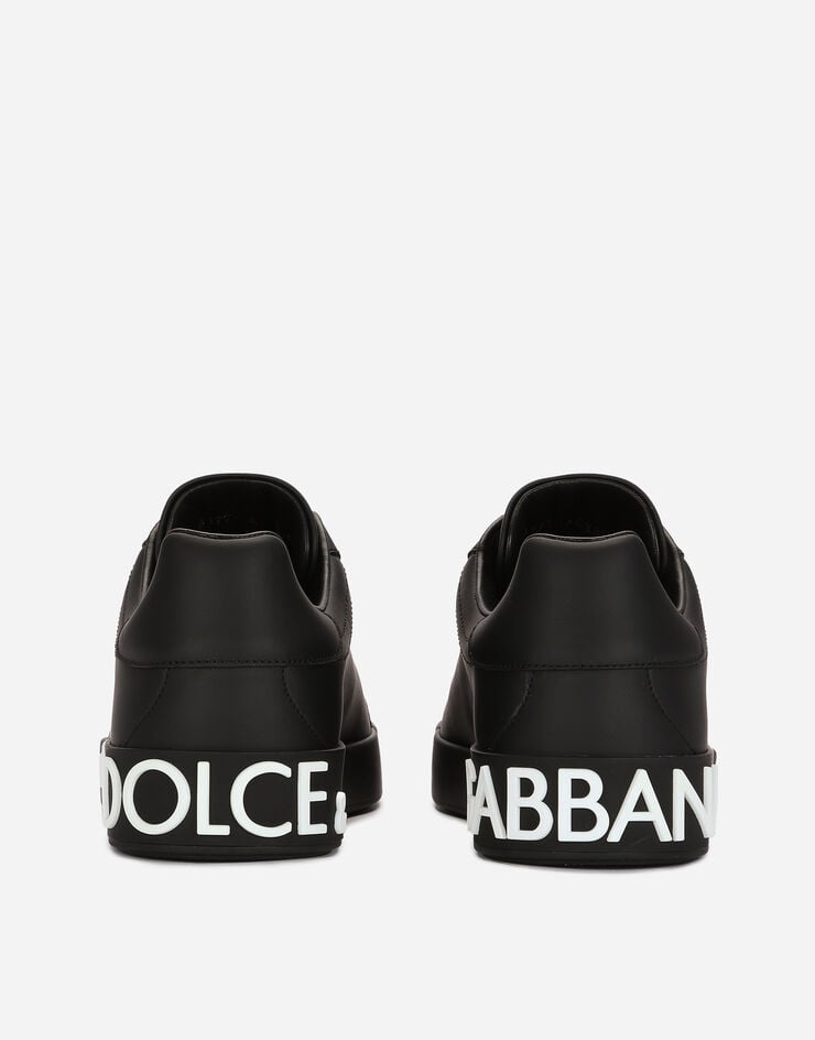 Dolce & Gabbana Zapatilla Portofino en napa de piel de becerro con logotipo DG estampado Noir CS1772AC330