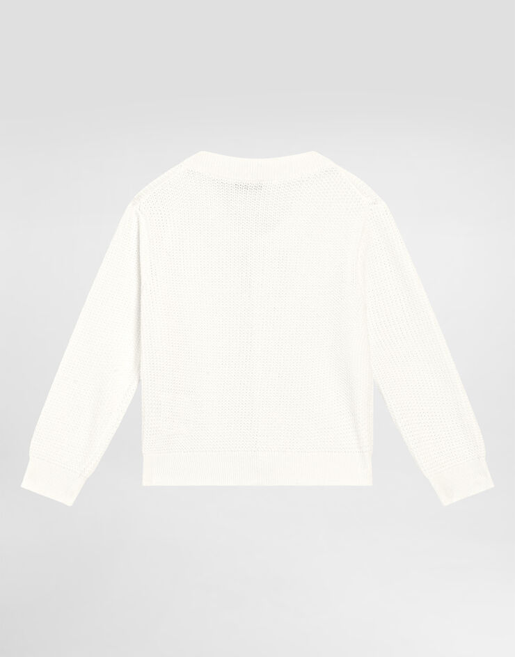 Dolce & Gabbana ロゴボタン ニット カーディガン ホワイト L1KWG1JBCGE