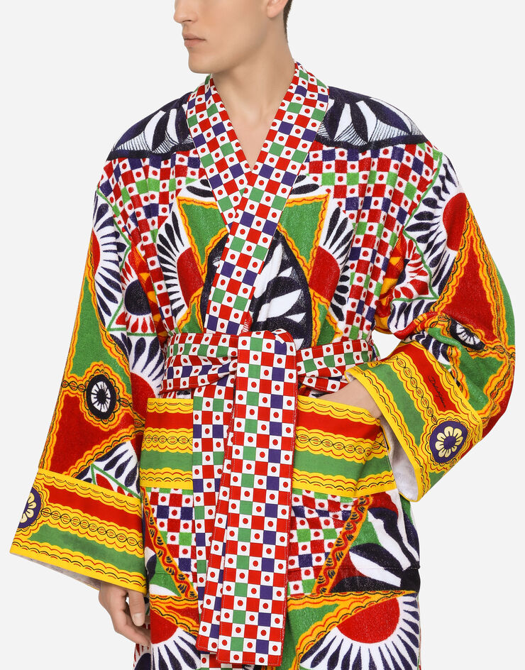 Dolce & Gabbana Terry Cotton Bath Robe Multicolor TCF010TCAGP