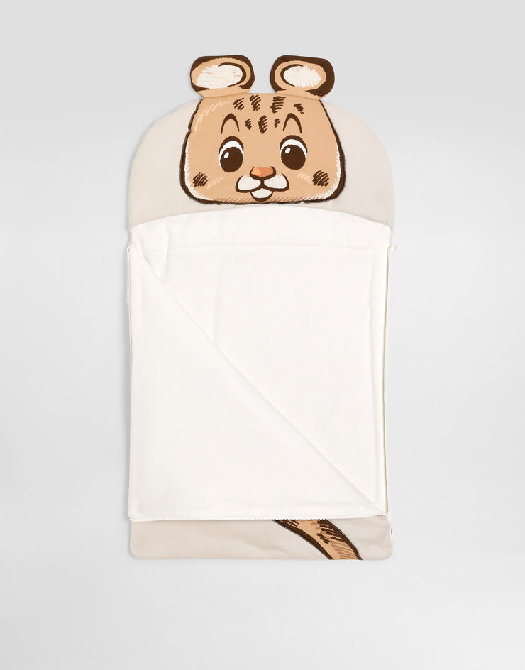 Dolce & Gabbana NewbornJerseybaby nest with DG patch and leopard print Multicolor LNJAH7G7PJH