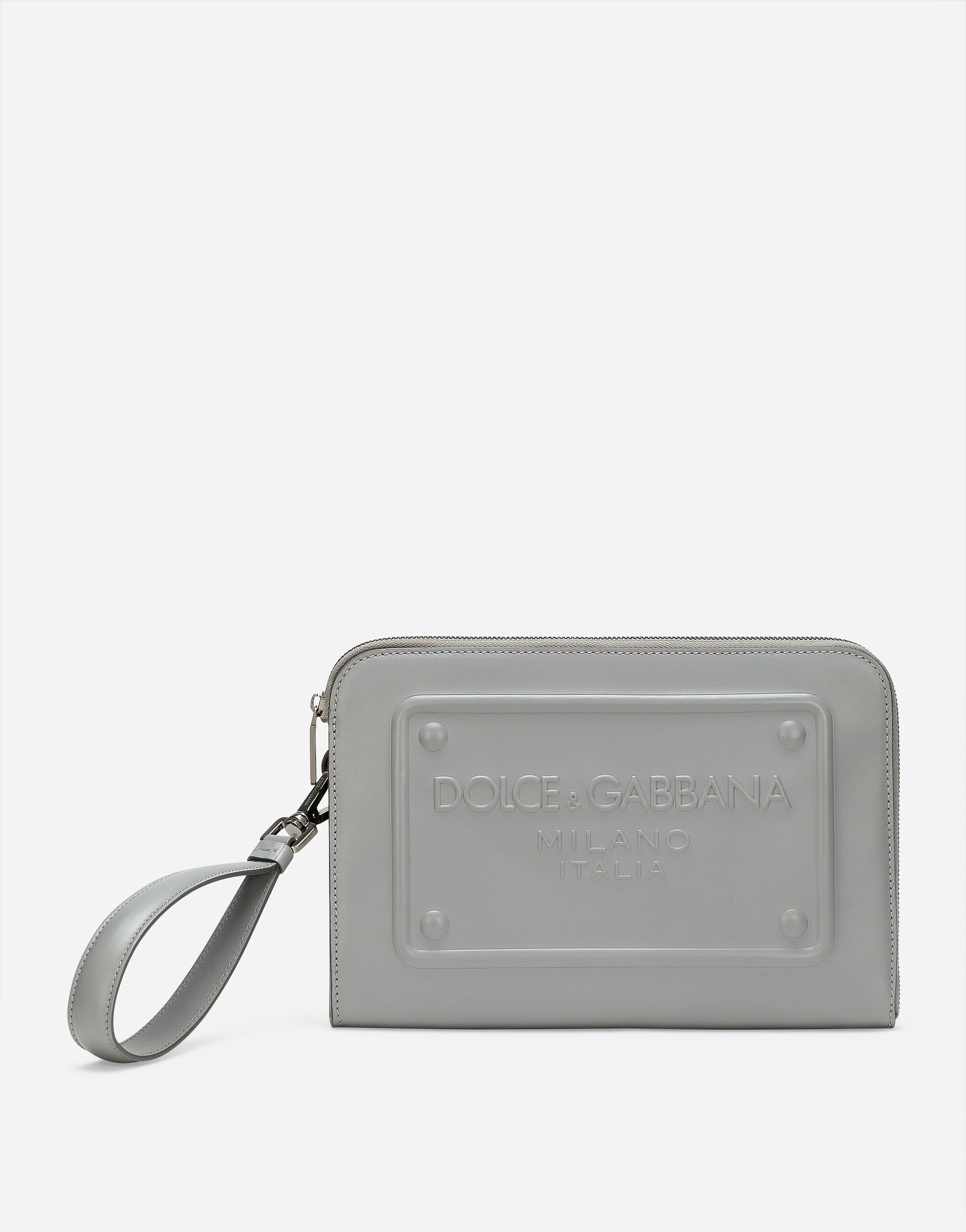 Small calfskin pouch en Gris de Hombre Dolce Gabbana
