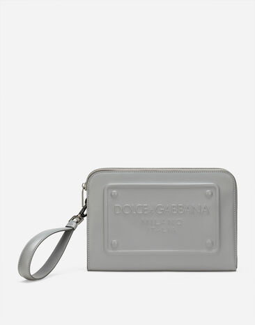 Dolce & Gabbana Kleine Pouch Bag aus Kalbsleder Braun BM2338A8034