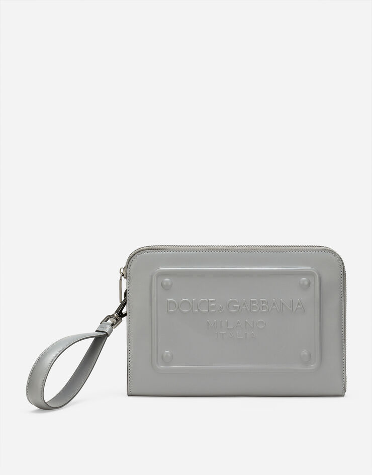 Dolce & Gabbana Pouch piccola in pelle di vitello Grigio BM1751AG218