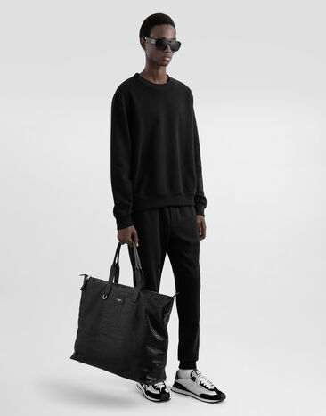 Dolce & Gabbana Large crocodile-print calfskin shopper Black BM2374AS422