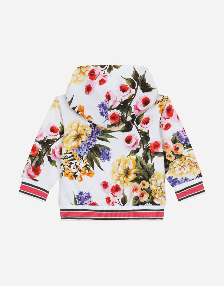 Dolce & Gabbana Felpa zip con cappuccio in jersey stampa giardino e logo DG Stampa L2JW9XHS7OJ