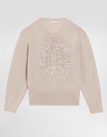 Dolce & Gabbana Pullover in maglia lurex e strass Rosa L5KWK2JFMKA