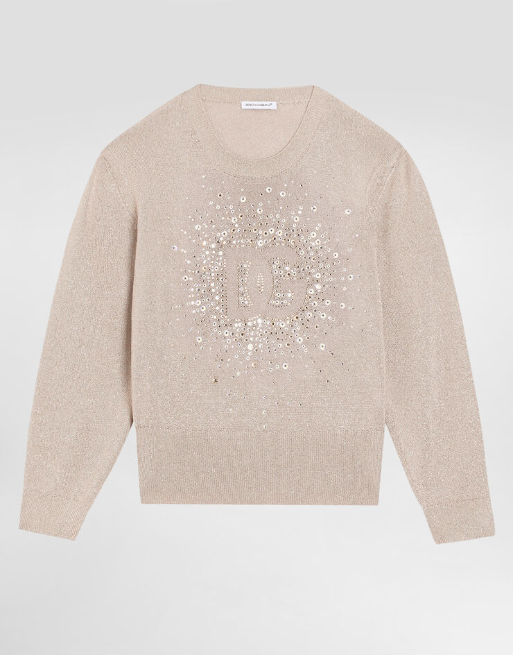 Dolce & Gabbana Jersey de punto de lúrex y strass Rosa L5KWK2JFMKA