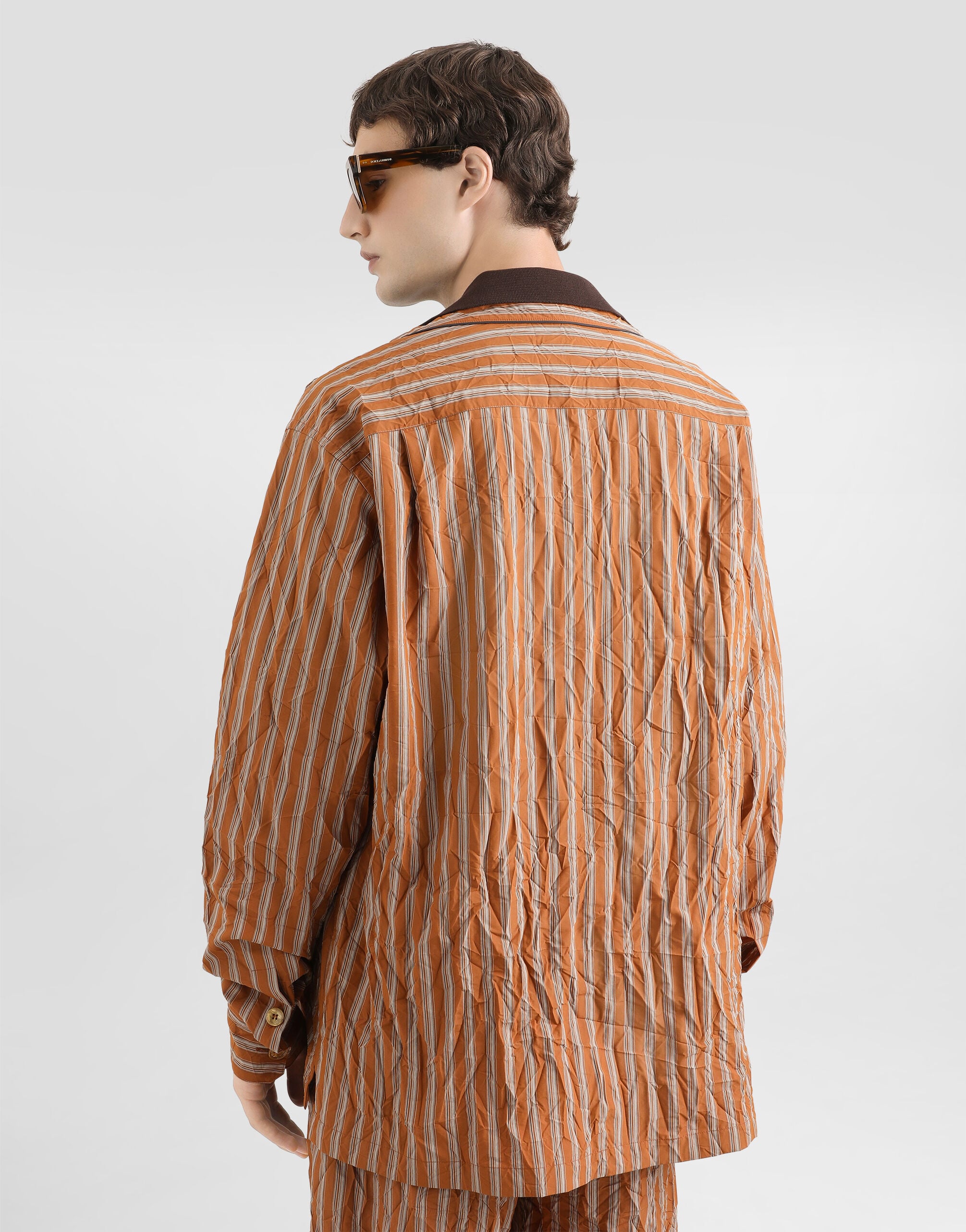Crinkled striped vanity shirt in Multicolor for Men