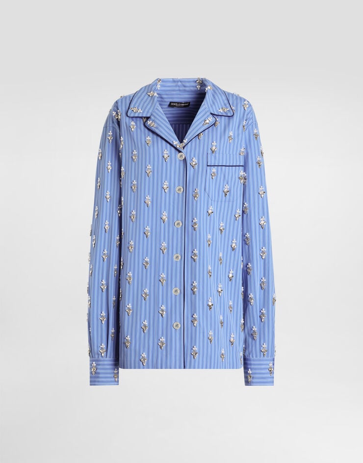 Dolce & Gabbana Cotton shirt with flower embroidery Dolce & Gabbana Cotton shirt with flower embroidery Multicolor F5U41ZGDDR1