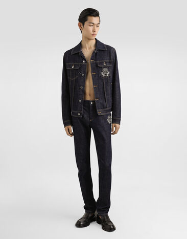 Dolce & Gabbana Skinny stretch cotton jeans with patch Multicolor GY07LZG8ME9