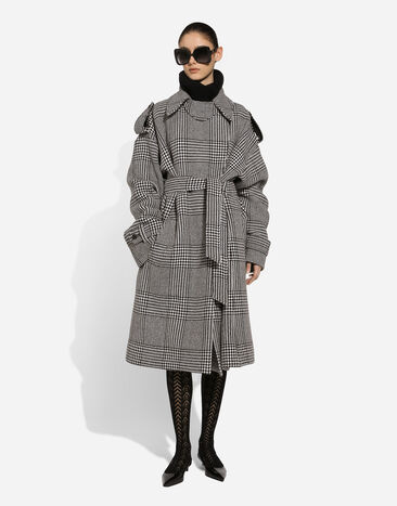 Dolce & Gabbana Houndstooth check wool trench coat Multicolor F0E2DTFQMKH