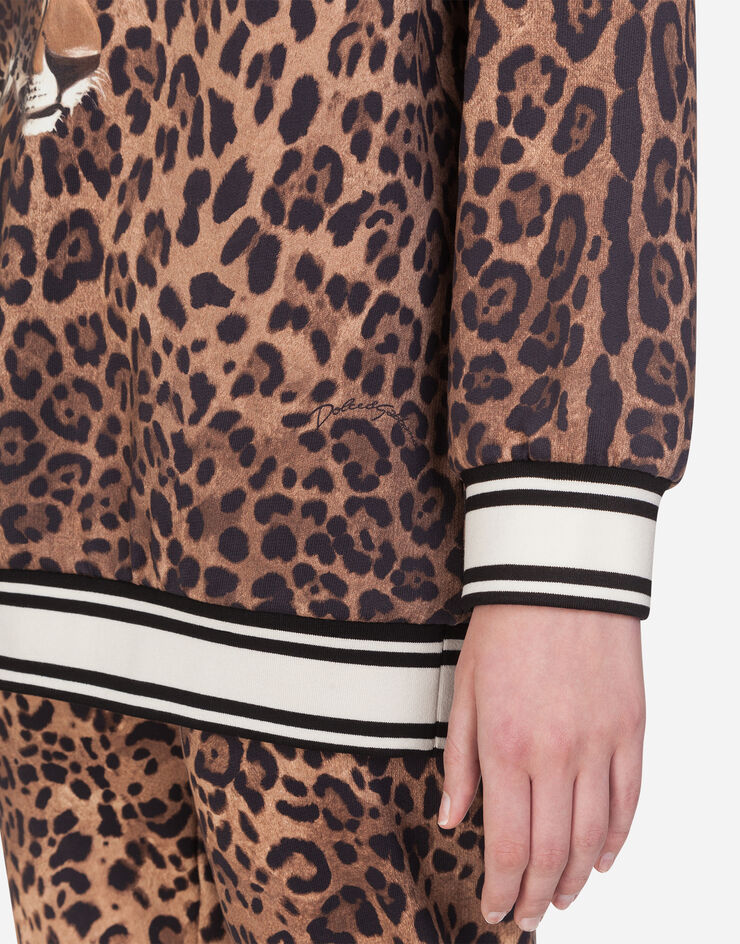 Dolce & Gabbana Round-neck jersey sweatshirt with leopard print MULTICOLORE F9F34THH78Z