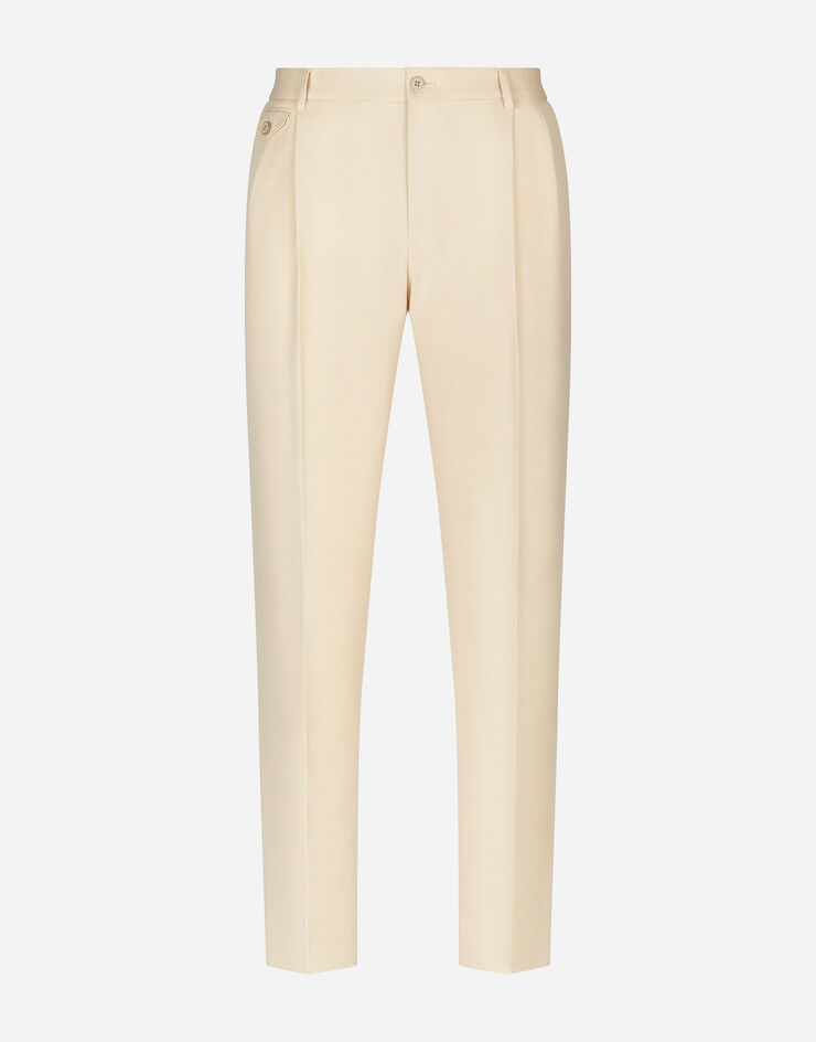 Dolce & Gabbana Linen, cotton and silk pants White GY6UETFUMJN