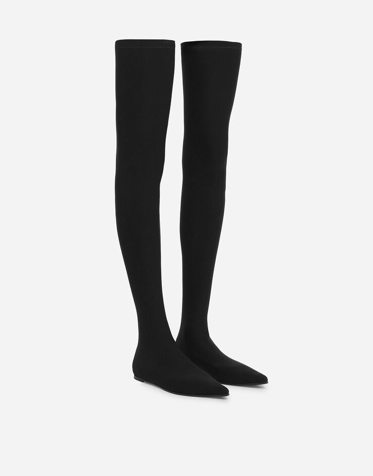 Dolce & Gabbana 弹力平纹针织过膝靴 黑 CU1115AV590