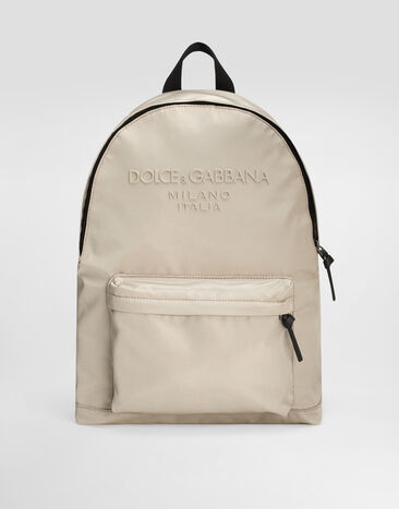 Dolce & Gabbana Nylon backpack with Dolce&Gabbana logo Beige EM0074AB124