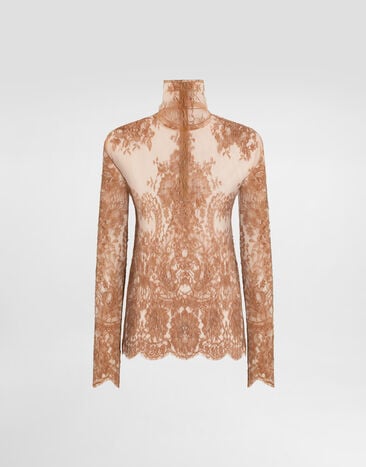 Dolce & Gabbana Chantilly lace blouse Beige F7BV7TILMC1