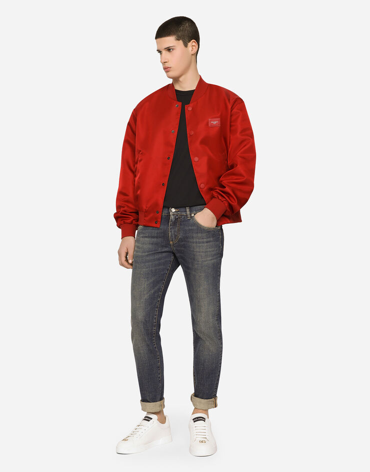 Dolce & Gabbana Nylon jacket with branded plate Red G9VD2TFUMNQ